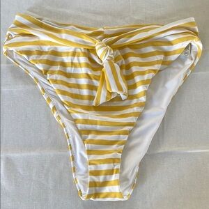 Yellow and White Striped Bikini Bottom